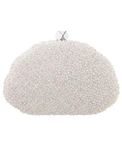 Nina Hera Beaded Shell Shaped Small Clutch Handbag In White