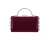 Nina Imitation Pearl Dangle Patent Minaudiere Clutch In Bordeaux