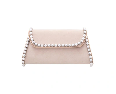 Nina Imitation Pearl Trim Trapezoid Flap Bag In Pearl Rose