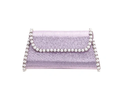 Nina Imitation Pearl Trim Trapezoid Flap Bag In Royal Lilac