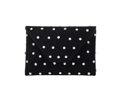 Nina Imitation Pearl/crystal Adorned Square Envelope Clutch In Black