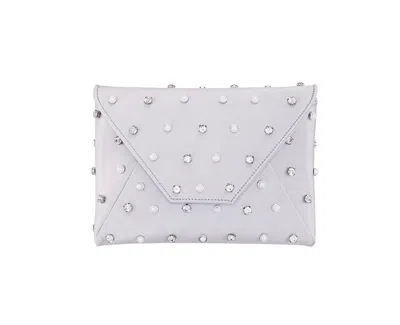 Nina Imitation Pearl/crystal Adorned Square Envelope Clutch In Silver