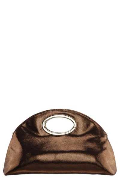 Nina Jael Top Handle Clutch In Brown