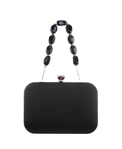 Nina Kaela Beaded Strap Minaudiere Small Clutch Handbag In Black