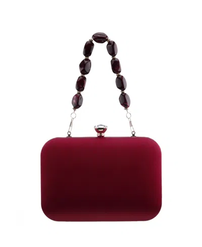 Nina Kaela Beaded Strap Minaudiere Small Clutch Handbag In Burgundy