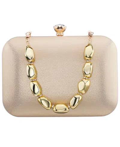 Nina Kaela Metallic Beaded Mini Handle Clutch Handbag In Neutral
