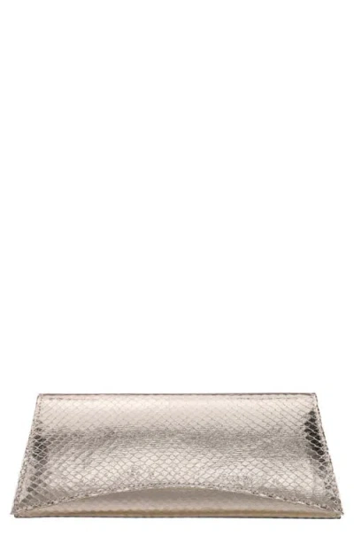 Nina Kallie Embossed Metallic Clutch In Silver