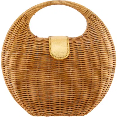 Nina Kava Rattan Handbag In Orange