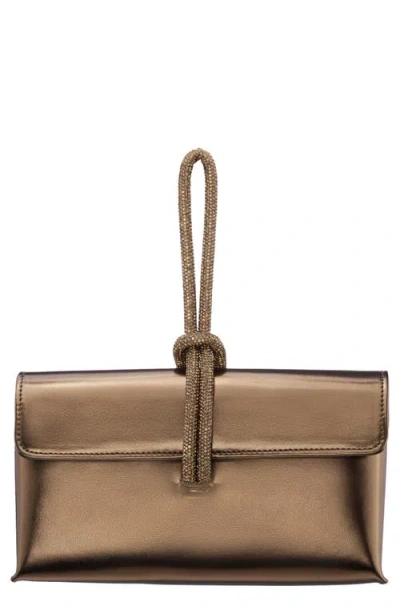 Nina Kaylee Metallic Faux Leather Clutch In Brown