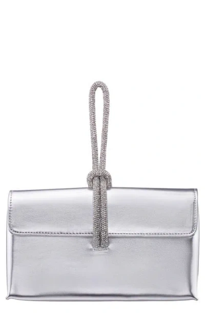 Nina Kaylee Metallic Faux Leather Clutch In Silver