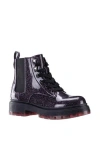 Nina Kids' Glitter Combat Boot In Black/pink Glitter