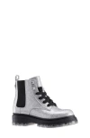 Nina Kids' Glitter Combat Boot In Silver Glitter