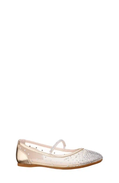 Nina Kids' Kira Mary Jane Flat In Lt Gold Mesh/ Rhinestones