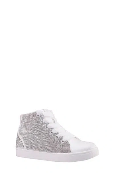 Nina Kids' Kula High Top Sneaker In White Smooth Stones