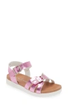 Nina Kids' Lacey Metallic Strappy Sandal In Dark Pink Metallic