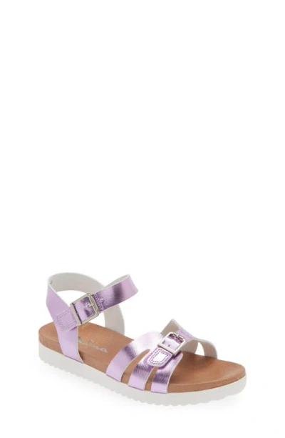 Nina Kids' Lacey Metallic Strappy Sandal In Purple Metallic