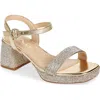 Nina Kids' Marysol Ankle Strap Platform Sandal In Light Gold Metallic Stones