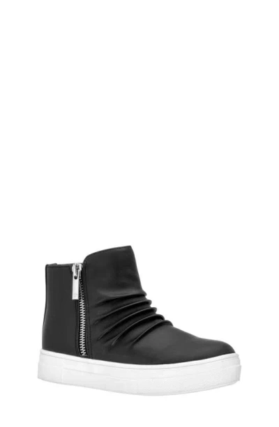 Nina Kids' Ruched High Top Sneaker In Black Smooth