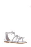 Nina Big Girls Comfort Sandals In Silver Metallic/ Rhinestones