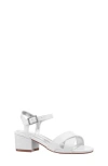 Nina Little Girls Block Heel Dress Sandals In White Patent/ Glitter