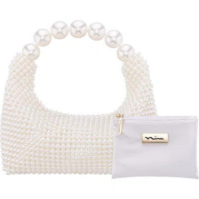 Nina Kiki Faux Pearl To Handle Bag In Ivory