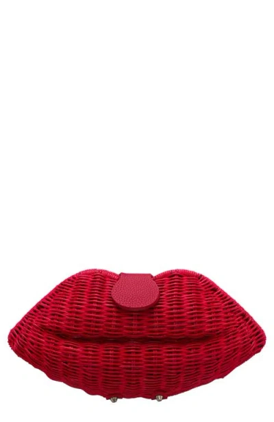 Nina Kiss Rattan Clutch In Red