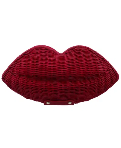 Nina Kiss Wicker Minaudiere Small Clutch Handbag In Red