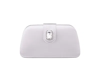 Nina Large Crystal Embellished Tab Minaudiere Clutch In New Silver