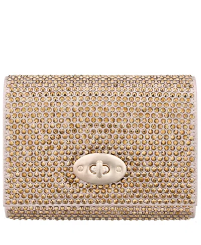 Nina Large Crystal Encrusted Flap Crossbody Bag In Gold
