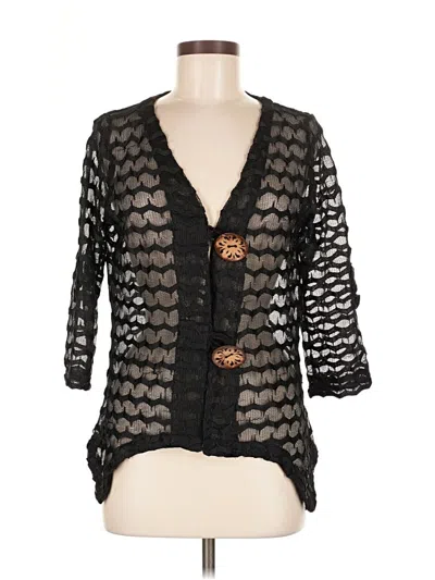 Pre-owned Nina Leonard 3/4 Sleeve Blouse In Black