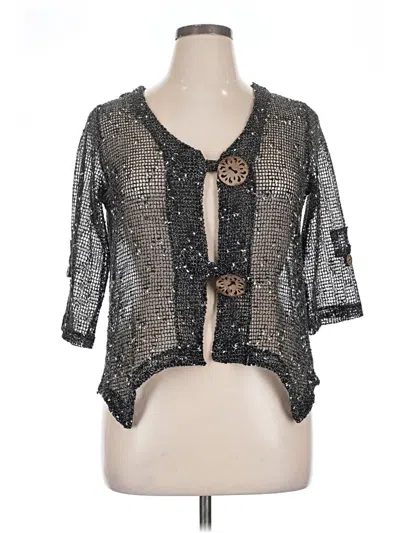 Pre-owned Nina Leonard 3/4 Sleeve Blouse In Black