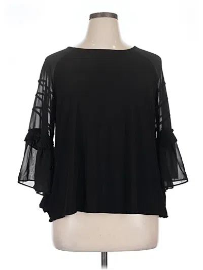 Pre-owned Nina Leonard 3/4 Sleeve Blouse In Black