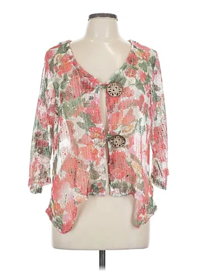 Pre-owned Nina Leonard 3/4 Sleeve Blouse In Pink