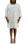 Nina Leonard 3/4 Sleeve Knit Dress In Ivory/ Black