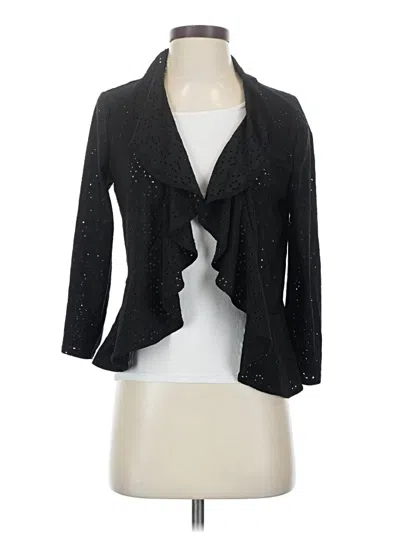 Pre-owned Nina Leonard 3/4 Sleeve Top Black Cowl Neck Tops