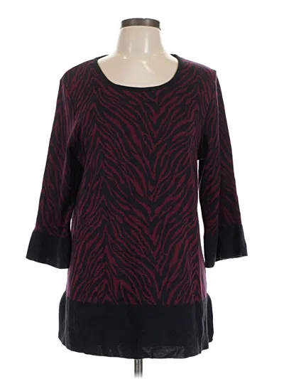 Pre-owned Nina Leonard 3/4 Sleeve Top Burgundy Boatneck Tops