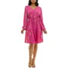 Nina Leonard Balloon Sleeve Drawstring Minidress In Fuchsia
