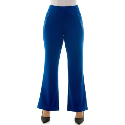 Nina Leonard Bell Bottom Flare Pants In Blue