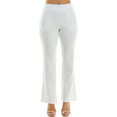 Nina Leonard Bell Bottom Flare Pants In White