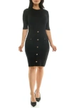 Nina Leonard Body-con Sweater Dress In Black