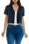 Nina Leonard Box Knit Bolero In Navy