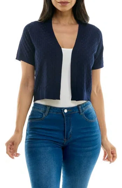 Nina Leonard Box Knit Bolero In Navy