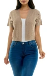 Nina Leonard Box Knit Bolero In Brown