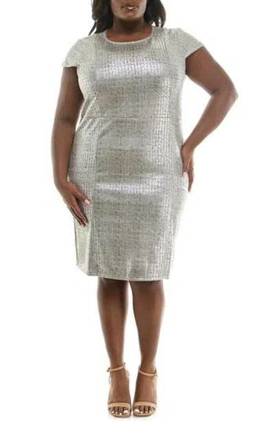 Nina Leonard Cap Sleeve Dress In Gray