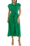 Nina Leonard Cap Sleeve Shirtdress In Spring Forest