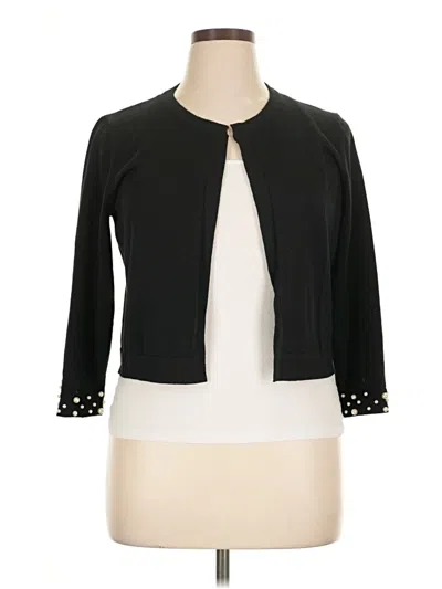Pre-owned Nina Leonard Cardigan Sweater In Black