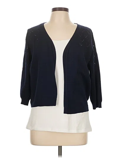 Pre-owned Nina Leonard Cardigan Sweater In Blue