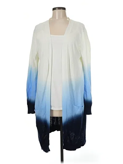 Pre-owned Nina Leonard Cardigan Sweater In Blue