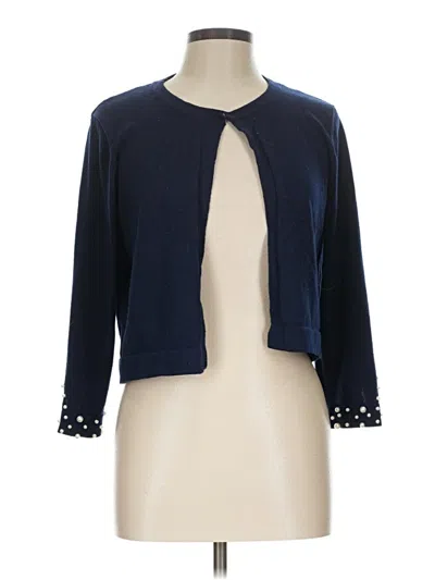 Pre-owned Nina Leonard Cardigan Sweater In Blue
