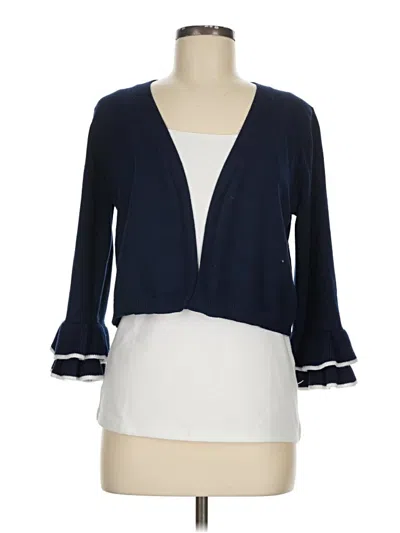 Pre-owned Nina Leonard Cardigan Sweater In Blue